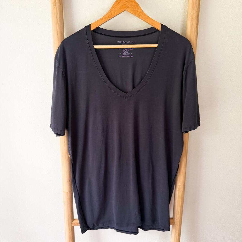 Tommy John Cool Cotton Black V-Neck Lounge Sleep Tee Women’s Size XL